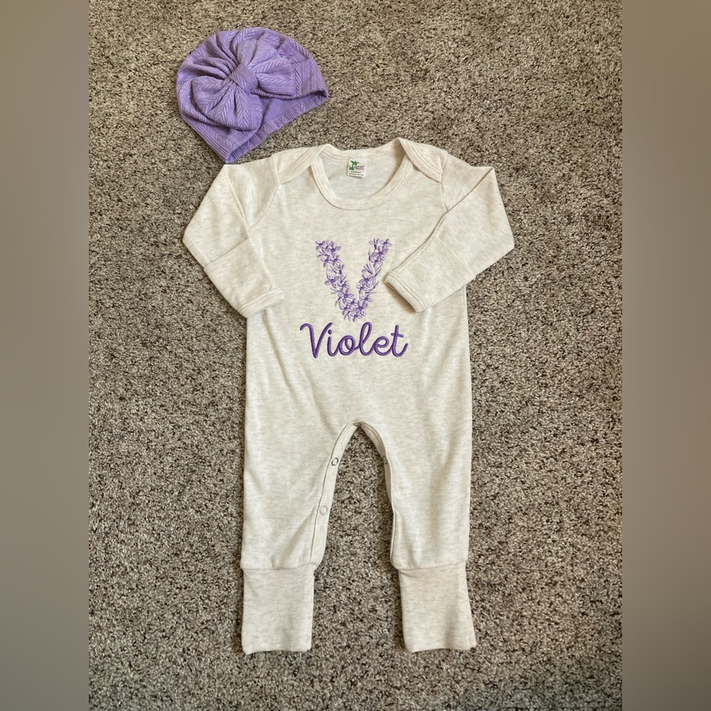 “Violet” Cream Outfit with Cap